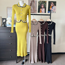 Load image into Gallery viewer, Women Spring Autumn Style Babydoll Dress With Knitted Long Dress