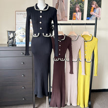 Load image into Gallery viewer, Women Spring Autumn Style Babydoll Dress With Knitted Long Dress
