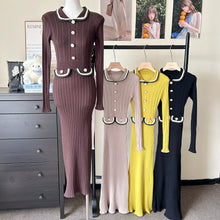 Load image into Gallery viewer, Women Spring Autumn Style Babydoll Dress With Knitted Long Dress