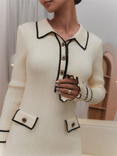Load image into Gallery viewer, Women Autumn Long Sleeved Buttoned Knitted Cardigan Short Dress