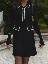 Load image into Gallery viewer, Women Autumn Long Sleeved Buttoned Knitted Cardigan Short Dress