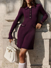 Load image into Gallery viewer, Women Autumn Long Sleeved Buttoned Knitted Cardigan Short Dress