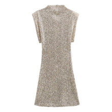 Load image into Gallery viewer, Summer Sweet Fresh Elegant Vacation Padded Shoulder Sequ Dress