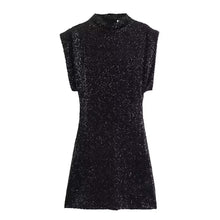 Load image into Gallery viewer, Summer Sweet Fresh Elegant Vacation Padded Shoulder Sequ Dress