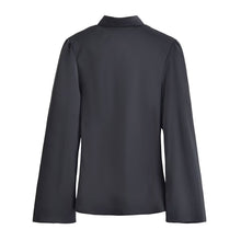 Load image into Gallery viewer, Women Clothing Winter Elegant Silk Satin Texture V neck Scarf Shirt