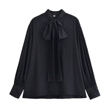 Load image into Gallery viewer, Women Clothing Winter Shirt Loose Bow Decoration Drape Shirt