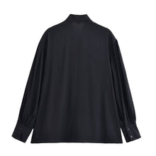Load image into Gallery viewer, Women Clothing Winter Shirt Loose Bow Decoration Drape Shirt