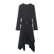 Load image into Gallery viewer, Women Clothing Winter Asymmetric Ruffled Slimming Midi Dress