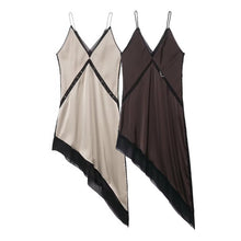 Load image into Gallery viewer, Graceful Satin Asymmetric V neck Strap Midi Dress