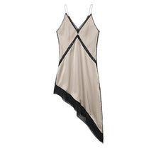 Load image into Gallery viewer, Graceful Satin Asymmetric V neck Strap Midi Dress