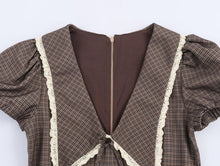 Load image into Gallery viewer, Women Plaid Small round Collared Dress