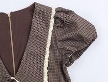 Load image into Gallery viewer, Women Plaid Small round Collared Dress