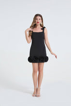 Load image into Gallery viewer, Women Three Dimensional Rose Decoration Bow Shaped Shoulder Straps Sexy And Niche Design A Line Dress