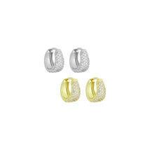 Load image into Gallery viewer, Gold Silver CZ Oval Shape Hoop Earrings, Sku#A474
