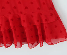 Load image into Gallery viewer, Women Clothing Retro Easy Matching Love Polka Dot Ruffled Shoulder Strap V neck Strap Dress