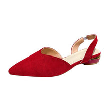 Load image into Gallery viewer, Women's Pointed-Toe Low-Heel Suede Sandals | Open-Back Slip-On | Black Red Beige