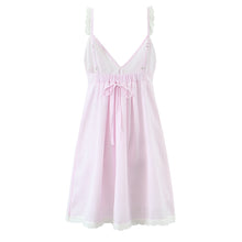 Load image into Gallery viewer, French Sexy Lace Striped Lace Sexy V neck Tied Slim Fit Dress