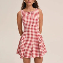 Load image into Gallery viewer, Retro Small Pleated Waist Tight Suspender Plaid Dress Temperamental Minority Sleeveless Sexy Short Dress