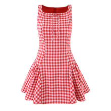 Load image into Gallery viewer, Retro Small Pleated Waist Tight Suspender Plaid Dress Temperamental Minority Sleeveless Sexy Short Dress