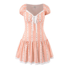 Load image into Gallery viewer, French Girlish Fresh Sweet Lace Strap Printing Slim Fit Short Dress