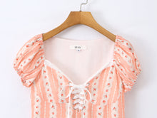 Load image into Gallery viewer, French Girlish Fresh Sweet Lace Strap Printing Slim Fit Short Dress