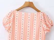Load image into Gallery viewer, French Girlish Fresh Sweet Lace Strap Printing Slim Fit Short Dress