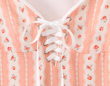 Load image into Gallery viewer, French Girlish Fresh Sweet Lace Strap Printing Slim Fit Short Dress