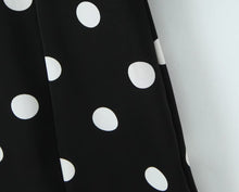 Load image into Gallery viewer, French Retro Dots Dress Women Holiday V neck Slim-Fit Flared Sleeves Slimming A line Dress