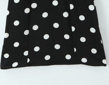 Load image into Gallery viewer, French Retro Dots Dress Women Holiday V neck Slim-Fit Flared Sleeves Slimming A line Dress