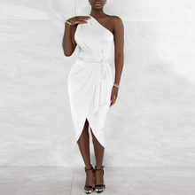 Load image into Gallery viewer, Women Clothing Diagonal Collar Sleeveless Sexy Slit Dress
