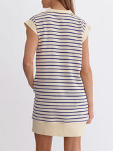 Load image into Gallery viewer, Ladies Summer Sleeveless Cotton Knitted Striped Color Matching Zipper Pocket Dress