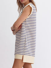 Load image into Gallery viewer, Ladies Summer Sleeveless Cotton Knitted Striped Color Matching Zipper Pocket Dress