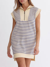 Load image into Gallery viewer, Ladies Summer Sleeveless Cotton Knitted Striped Color Matching Zipper Pocket Dress