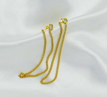 Load image into Gallery viewer, Pave Round Rectangle Stud Dangle Chain Earrings, sku#B203