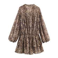 Load image into Gallery viewer, Women Clothing Animal Print Laminated Decoration Dress