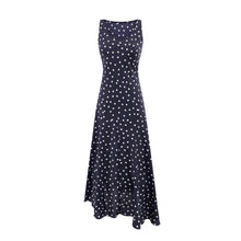 Load image into Gallery viewer, Mature Retro Square Collar Fitted Waist Polka Dots Dress Women Summer Sleeveless Slim Fitting Patchwork Irregular Asymmetric Polka Dot Maxi Dress