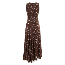Load image into Gallery viewer, Mature Retro Square Collar Fitted Waist Polka Dots Dress Women Summer Sleeveless Slim Fitting Patchwork Irregular Asymmetric Polka Dot Maxi Dress