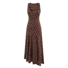 Load image into Gallery viewer, Mature Retro Square Collar Fitted Waist Polka Dots Dress Women Summer Sleeveless Slim Fitting Patchwork Irregular Asymmetric Polka Dot Maxi Dress