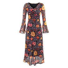 Load image into Gallery viewer, Autumn Women Long Sleeved Printed Midi Dress