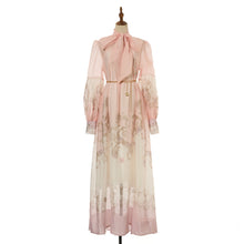 Load image into Gallery viewer, Women Loose Fitting V Neck Lantern Shaped Long Sleeved Wide Skirted Printed Dress