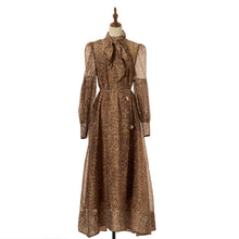 Load image into Gallery viewer, Women Loose Fitting V Neck Lantern Shaped Long Sleeved Wide Skirted Printed Dress