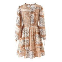 Load image into Gallery viewer, Women Clothing Western Imitation Bow Tie Cuff Patchwork Printed Dress