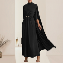 Load image into Gallery viewer, Women Wear Slim Fit Belt Buckle round Neck Shawl Dress