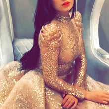 Load image into Gallery viewer, Women Clothing Independent Stand with Gold Big Swing Sexy Dress Slit Cocktail Evening Dress