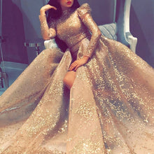 Load image into Gallery viewer, Women Clothing Independent Stand with Gold Big Swing Sexy Dress Slit Cocktail Evening Dress