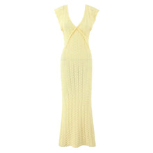 Load image into Gallery viewer, V neck Vintage Crocheted Knitted Dress Slimming Design Waist Tight Elegant Pure French Maxi Dress