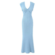 Load image into Gallery viewer, V neck Vintage Crocheted Knitted Dress Slimming Design Waist Tight Elegant Pure French Maxi Dress