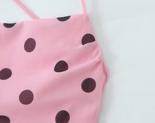 Load image into Gallery viewer, Gentle Elegant Pink Polka Dot Brace Dress Women Vintage Backless Lace up Design Tight Waist Maxi Dress