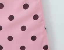 Load image into Gallery viewer, Gentle Elegant Pink Polka Dot Brace Dress Women Vintage Backless Lace up Design Tight Waist Maxi Dress
