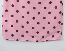Load image into Gallery viewer, Gentle Elegant Pink Polka Dot Brace Dress Women Vintage Backless Lace up Design Tight Waist Maxi Dress